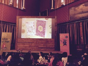 A scene from the Cathy Cassidy talk at the 2015 Wayword festival