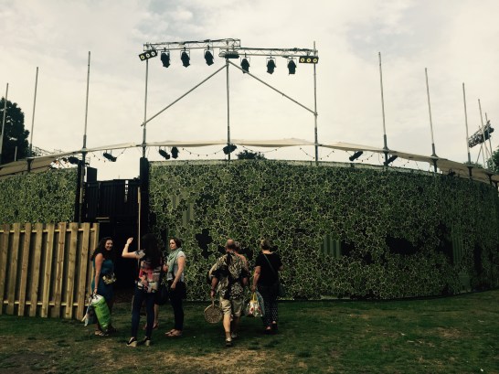 Even the exterior of the open air theatre is green, matching its lush surroundings     Photo: Angela Ferguson
