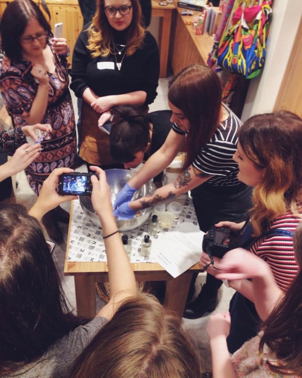 A Buche de Noel face and body cleanser is prepared by MJ    Photo: Lush Chester