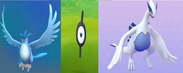 Articuno Unown Lugia Pokémon Go